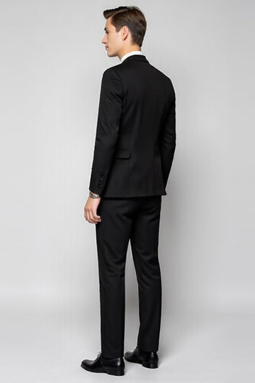 Lapela Preta Entalada 3-Piece Single Breasted Fato Homem